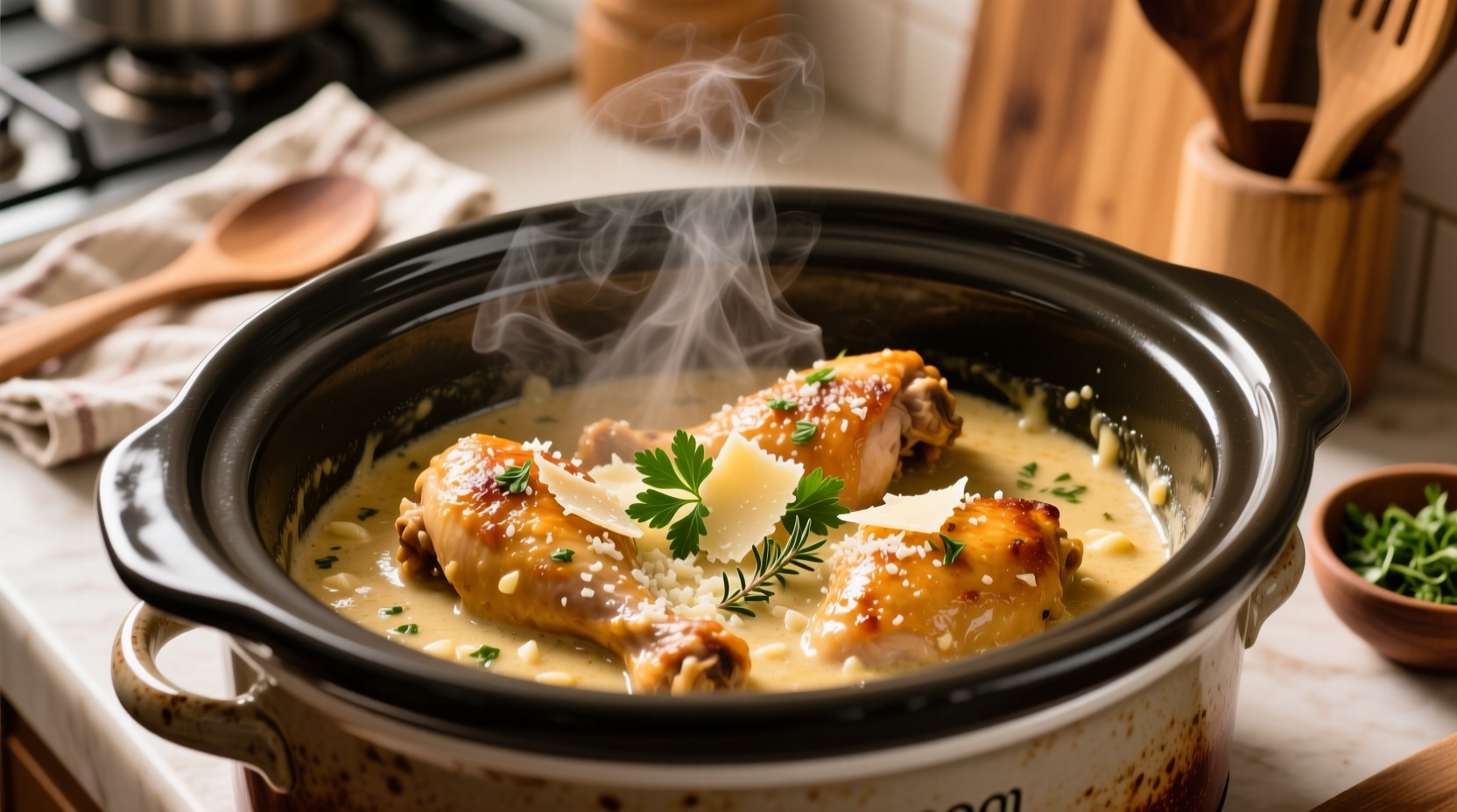 Easy Garlic Parmesan Crock Pot Chicken Recipe
