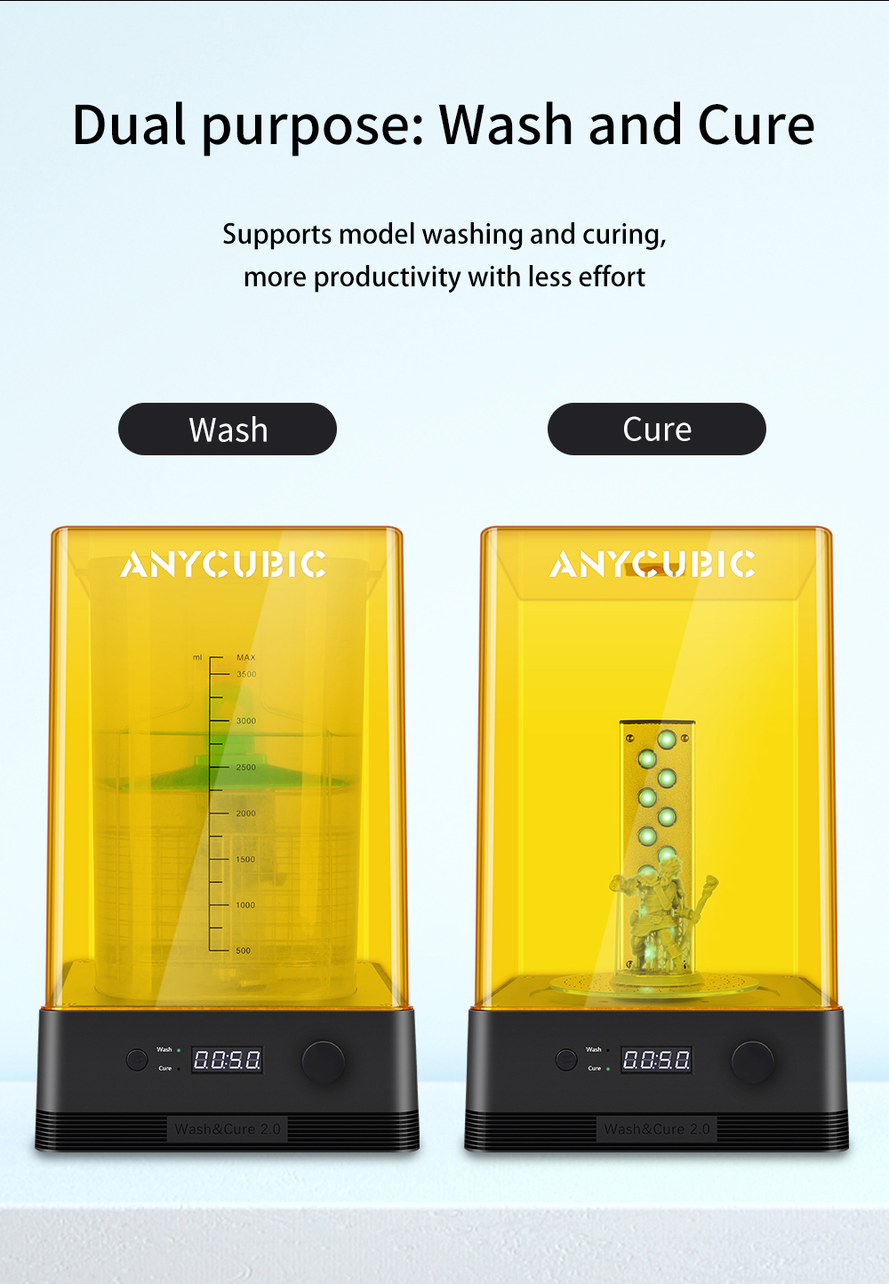 ANYCUBIC cost-effective UV 405nm resin curing machine Wash & Cure Machine2.0 impresora 3d