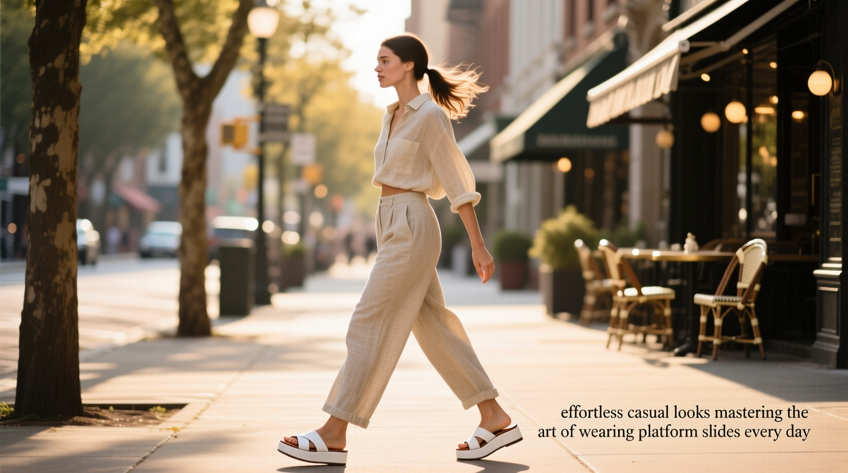 effortless casual looks mastering the art of wearing platform slides every day