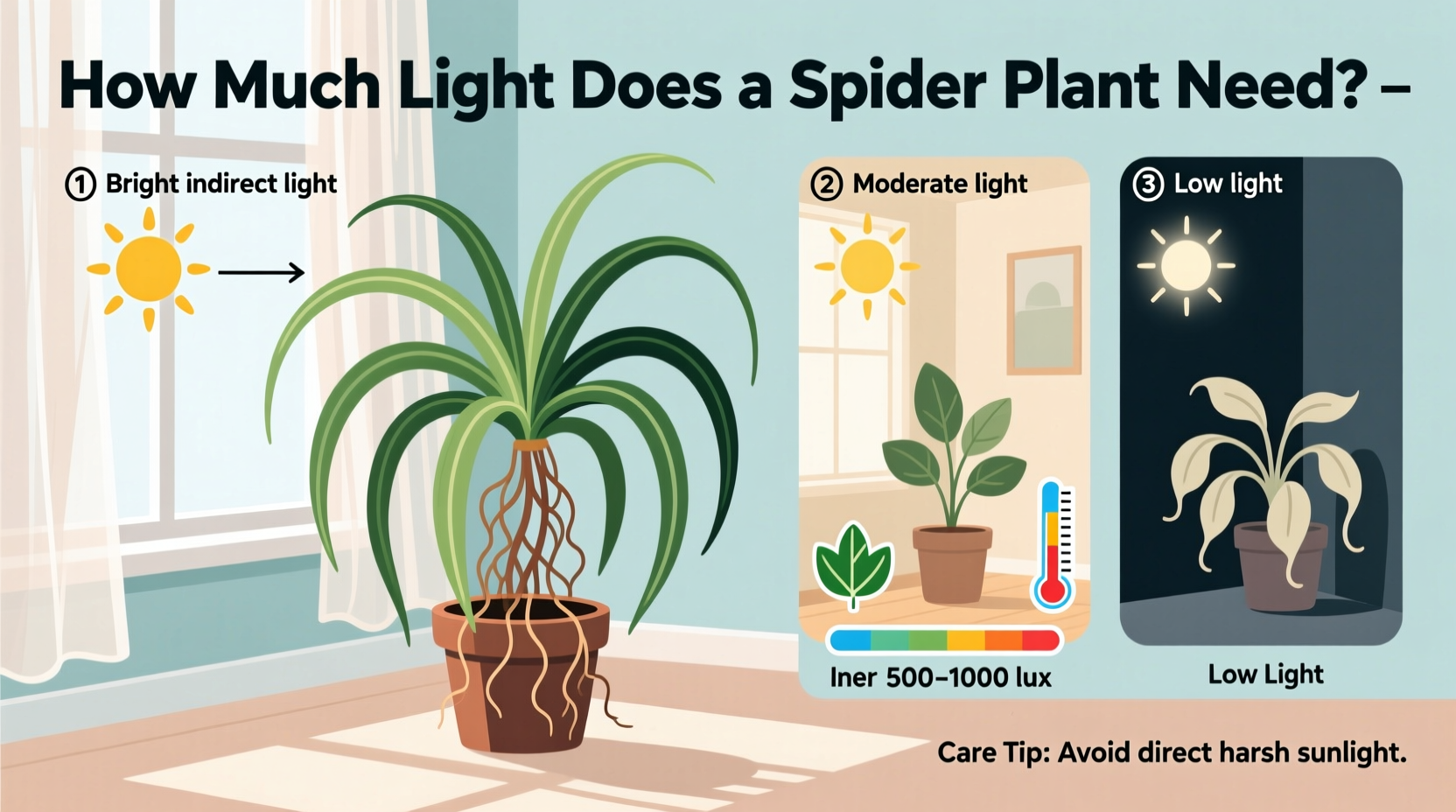 how much light does a spider plant need