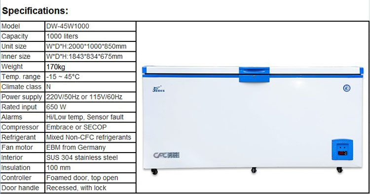 Minus 45 degree super freezer 1000 liters for tuna and deep seafood fishing vessel ultra low temperature freezer