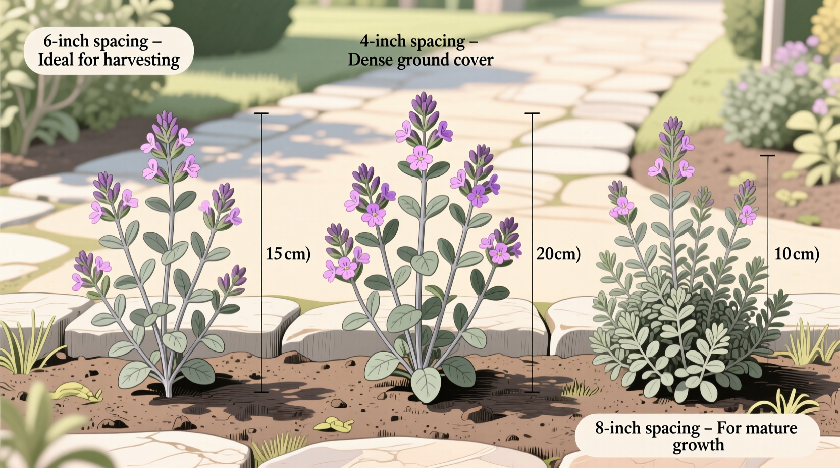 how far apart to plant thyme
