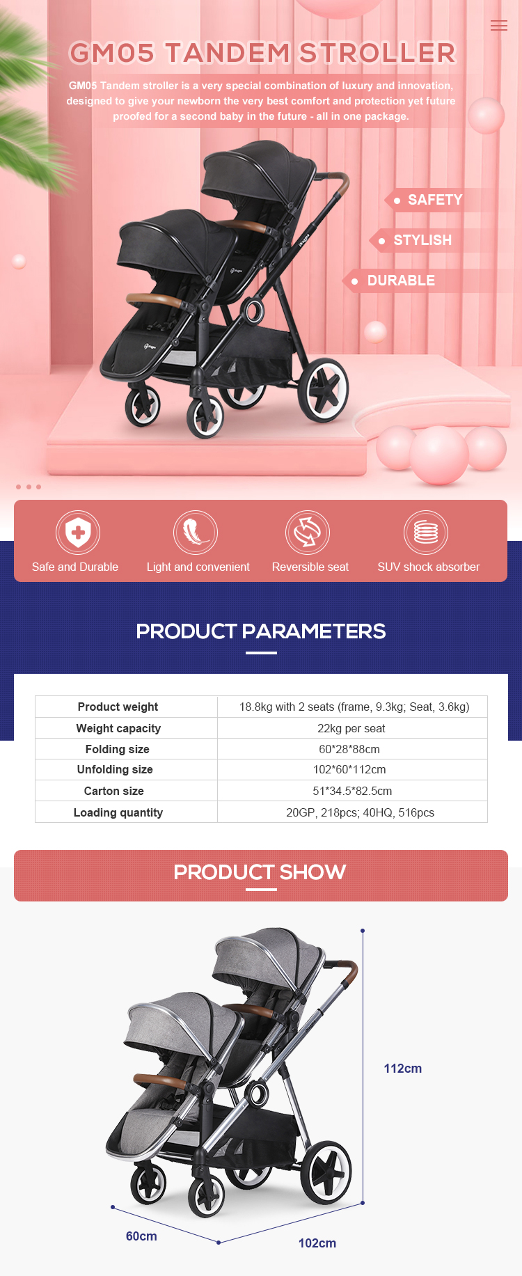 Factory Direct Supply Twins Folding Cart Baby Stroller