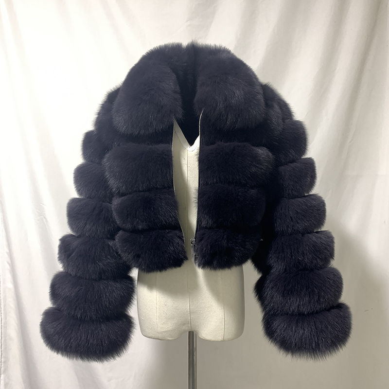 Wholesale Custom Lady Fox Fur Jacket Coat Women Luxury Real Fox Fur Coat