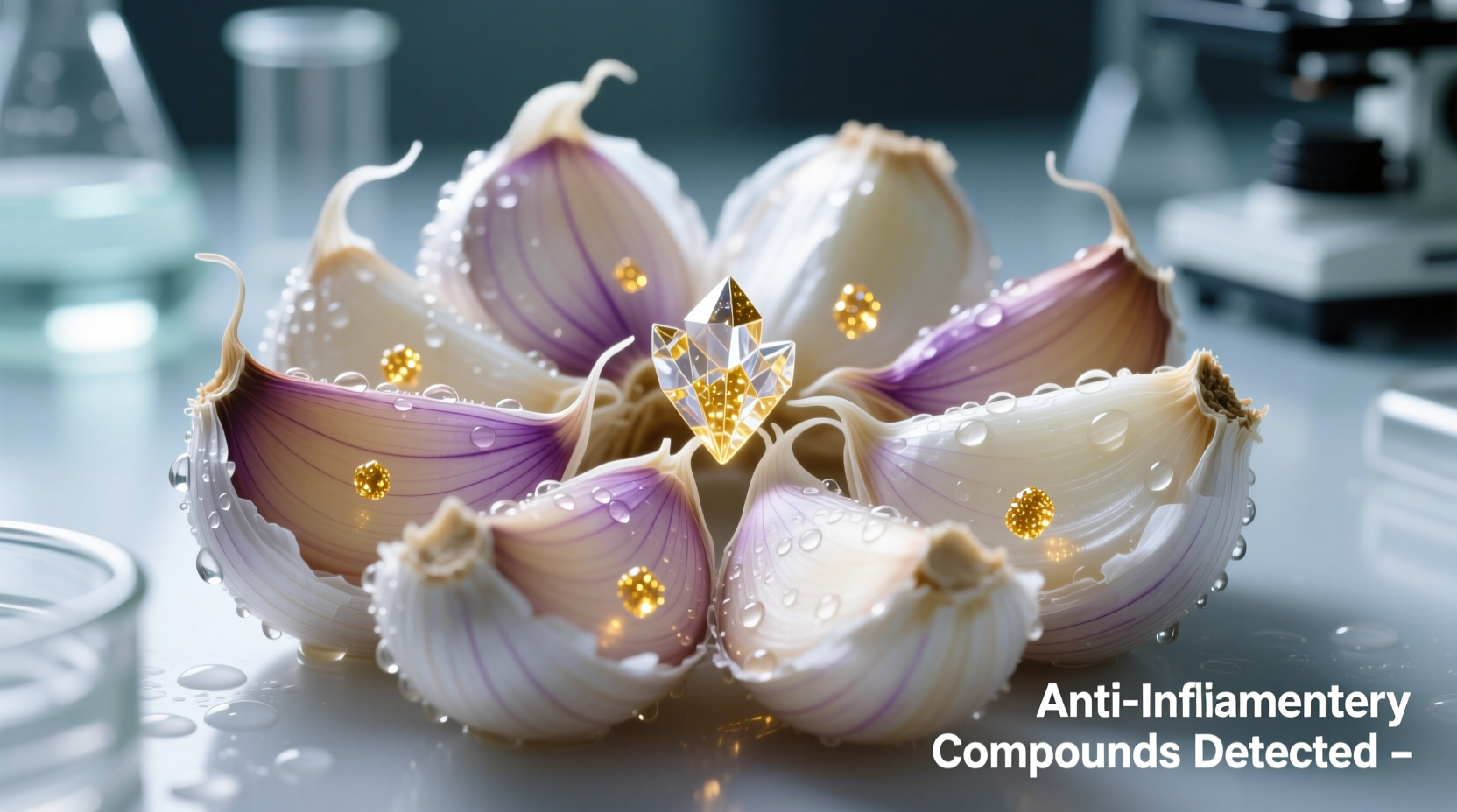 Fresh garlic cloves showing anti-inflammatory compounds