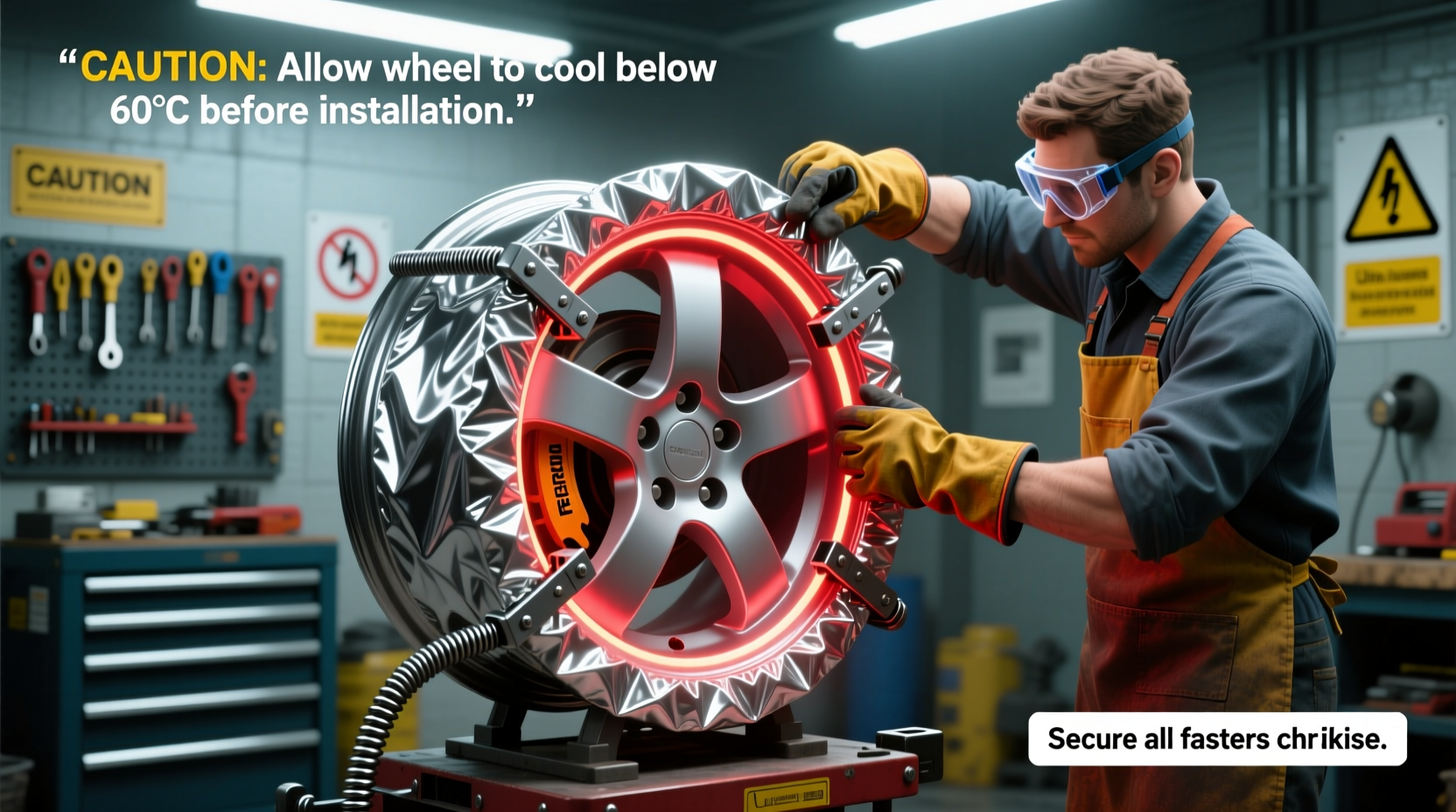 install reflective cover heated wheel