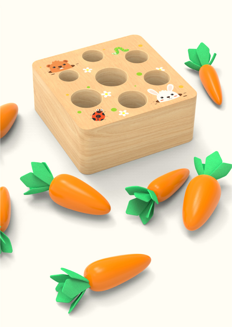 Amazon Best Selling High Quality Carrot Pulling Game Toys New Design Kids Shape Perception Development Wooden Toys