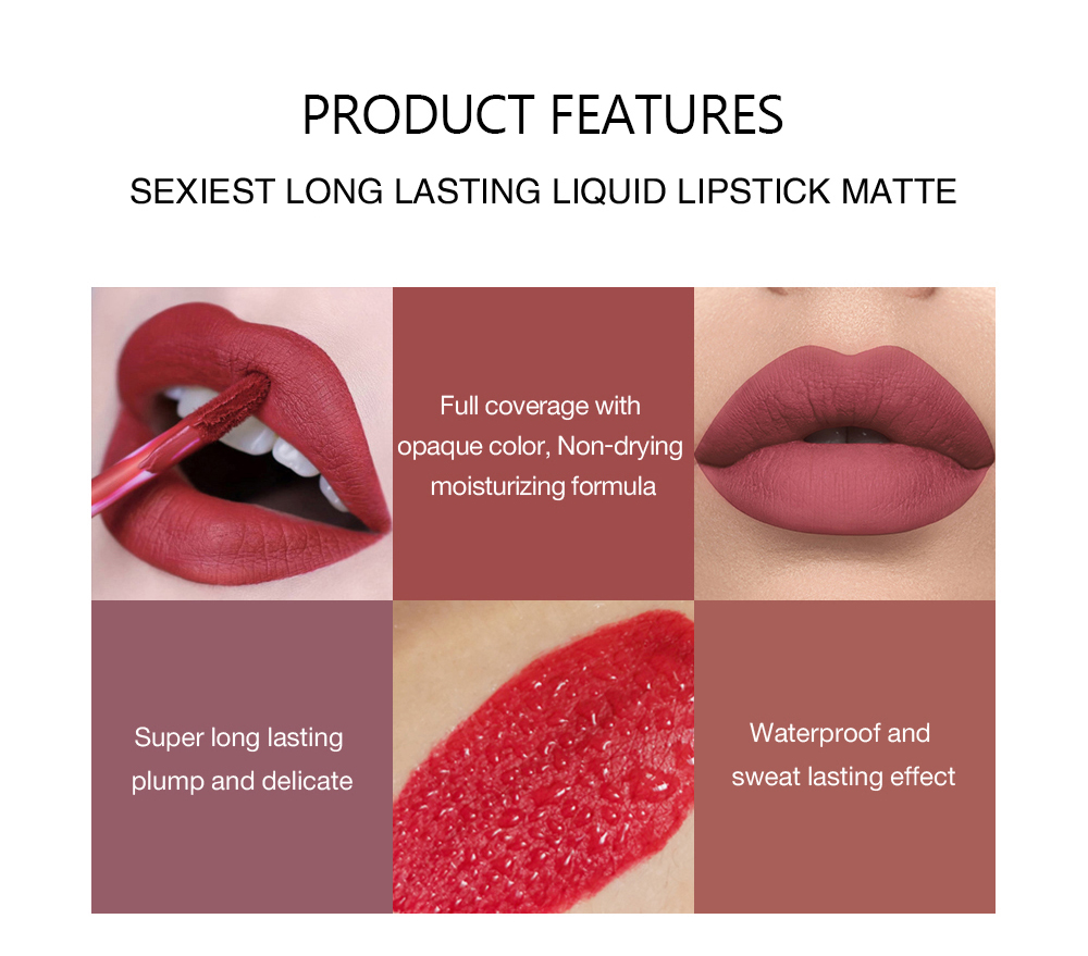 OEM 6 pcs/set Cosmetics Makeup Waterproof Long Lasting Girl Liquid Lipstick Matte Lip Gloss Set