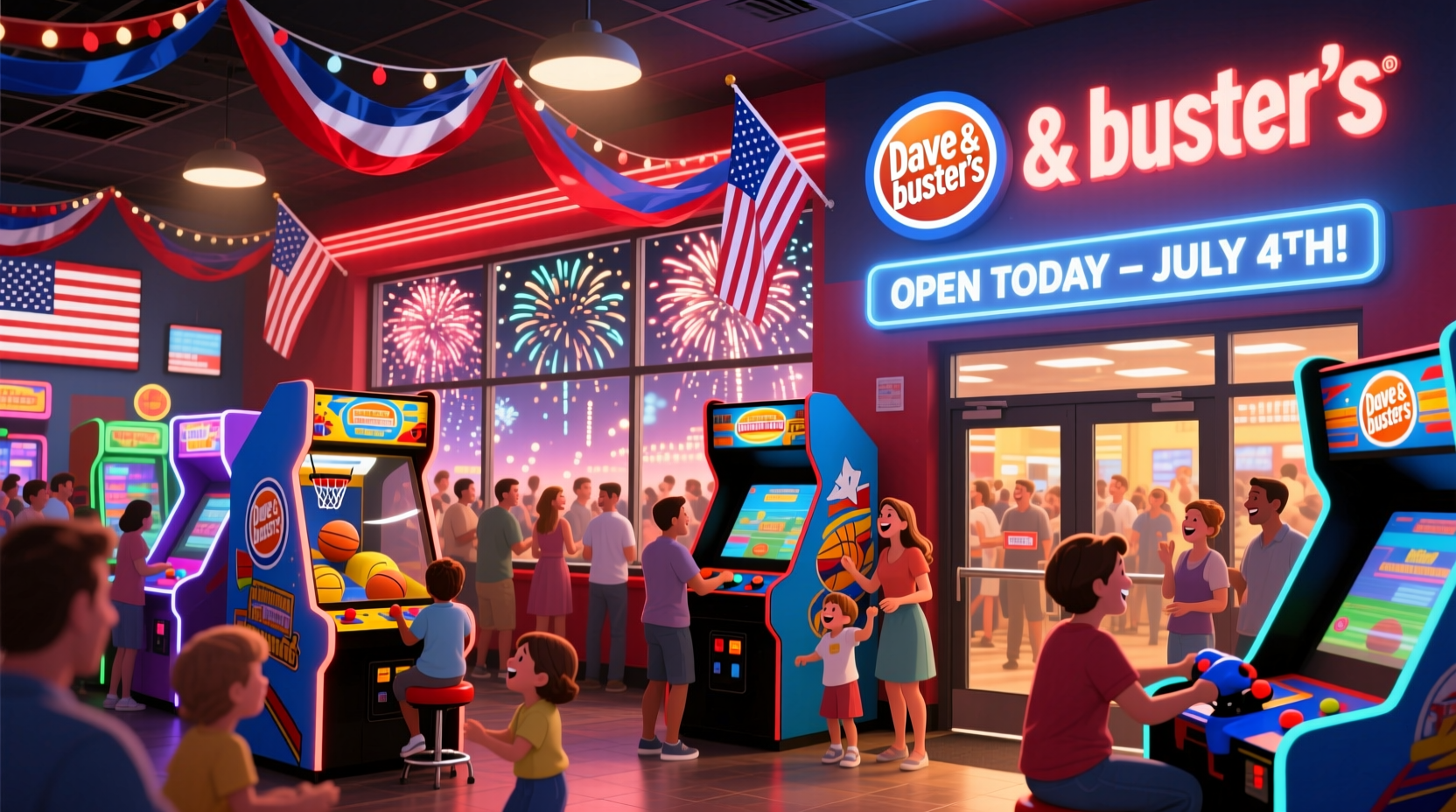is dave and busters open on 4th of july