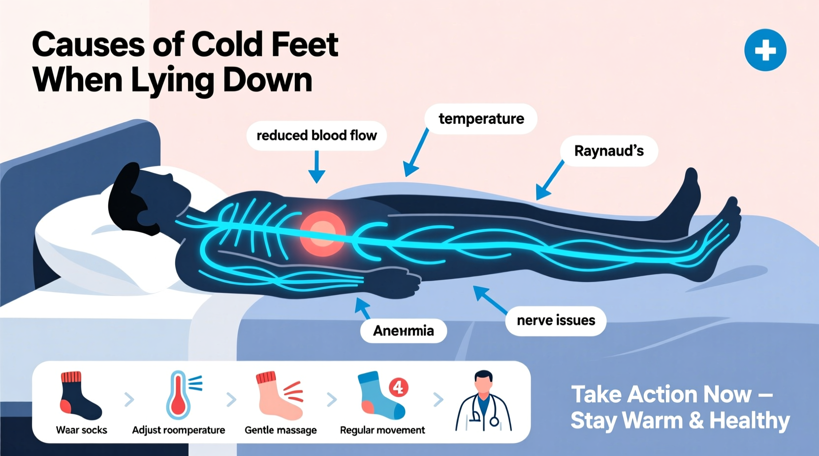 why are my feet cold when i lay down causes what to do