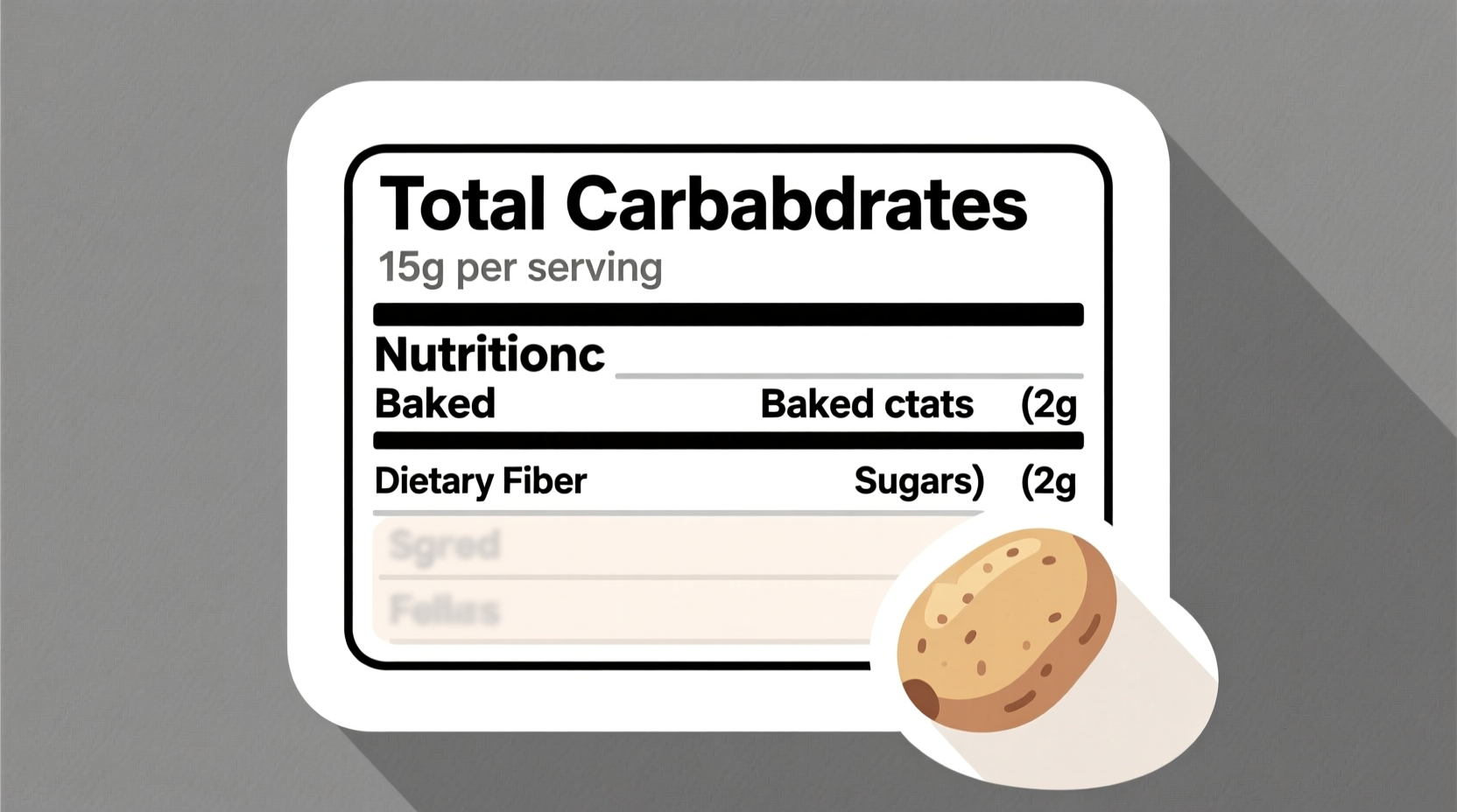Nutrition facts label showing carb content in baked potato