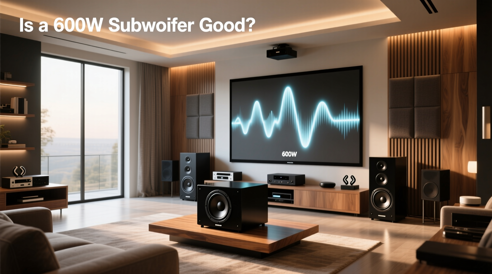 Close-up view of 600W car subwoofer components showing voice coil and magnet structure
