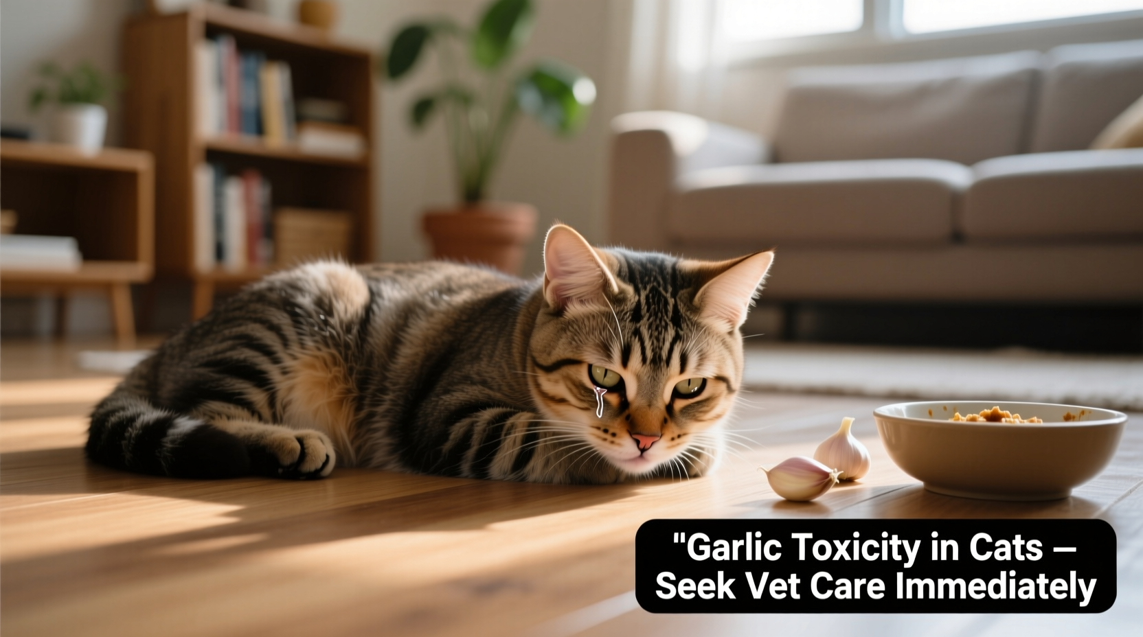 Cat showing weakness symptoms after garlic exposure