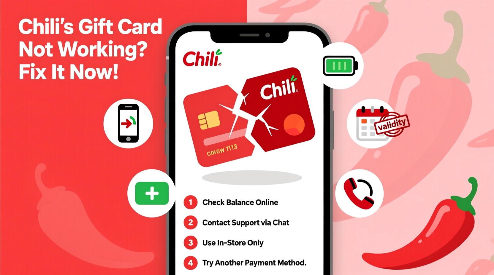 chilis gift card not working online fixes alternatives