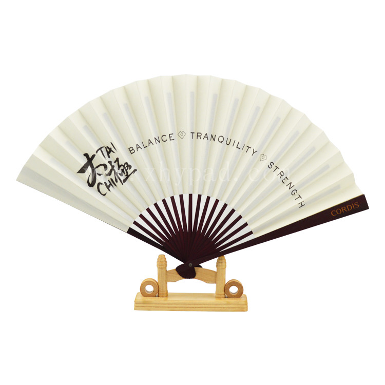Custom advertising fan printing LOGO advanced Chinese folding paper fan bamboo handle