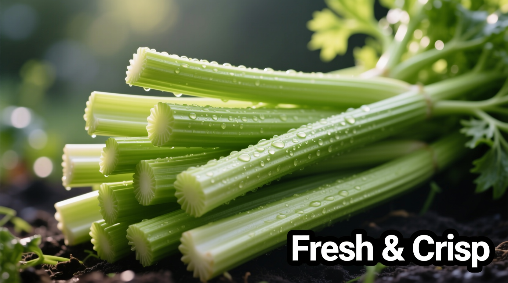 Fresh celery ribs showing individual stalks