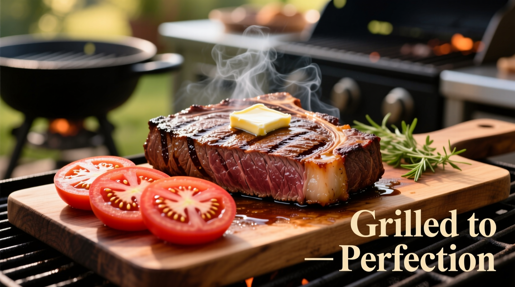 Thick sliced beefsteak tomato on grill