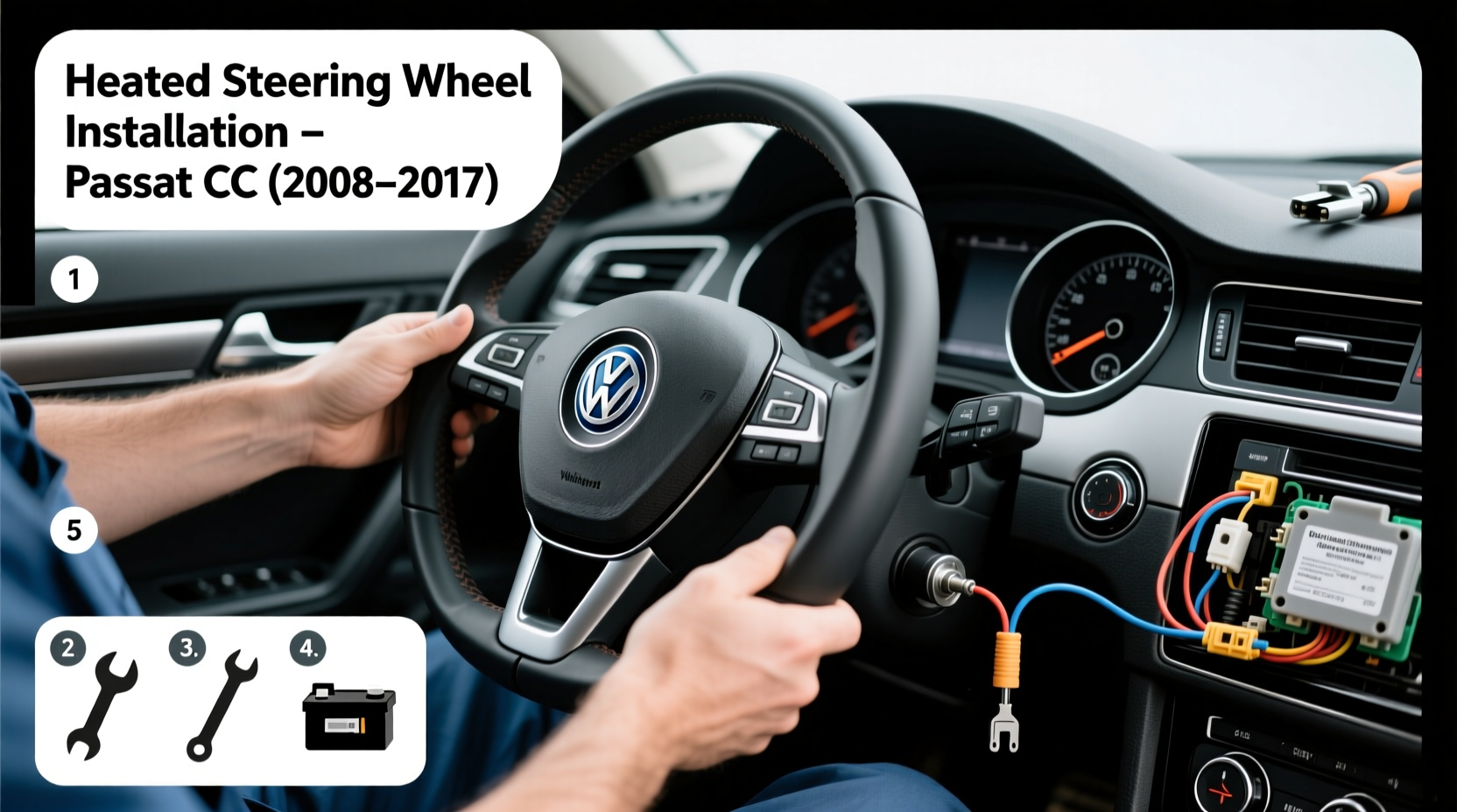 passat cc heated steering wheel install