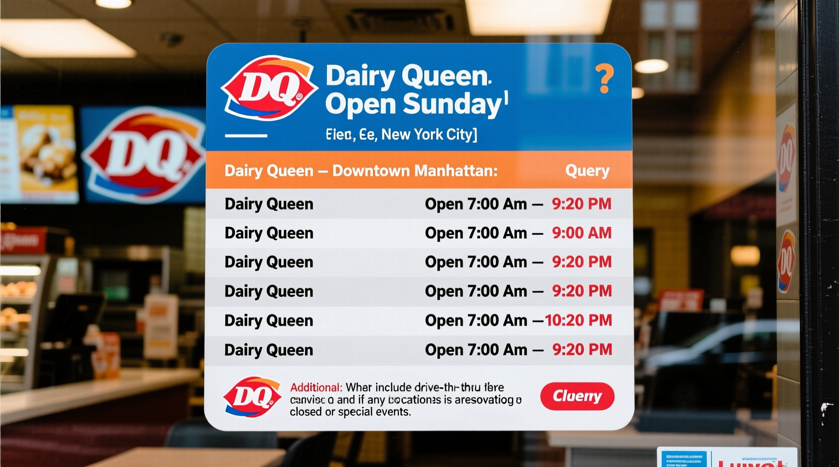 is dairy queen open on sunday