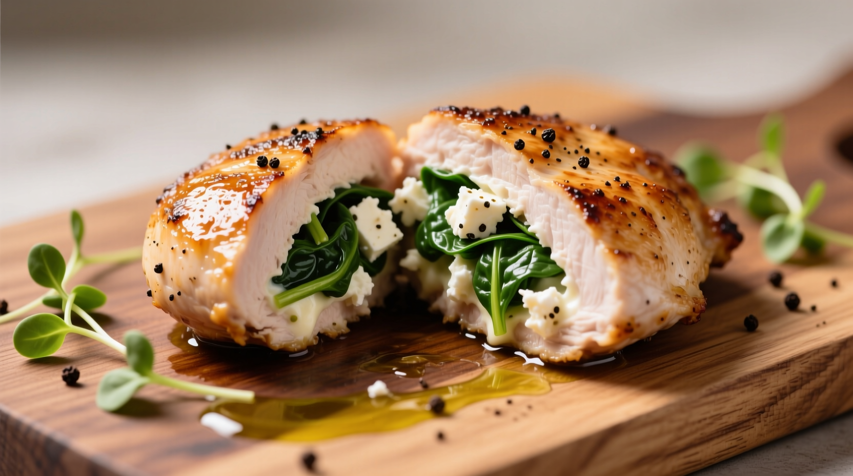 Juicy chicken breast with spinach and feta filling
