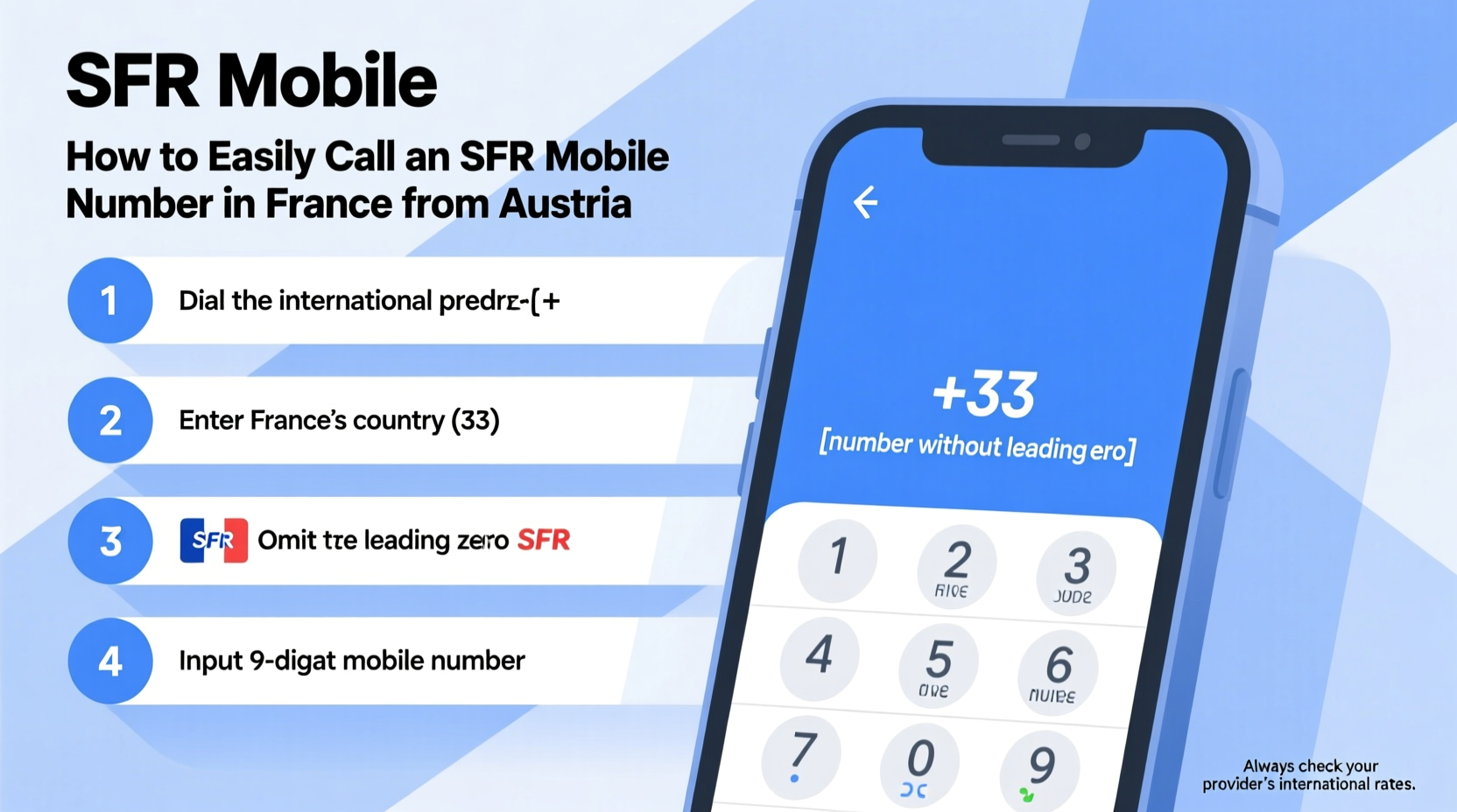 how to easily make calls from austria to an sfr mobile number in france