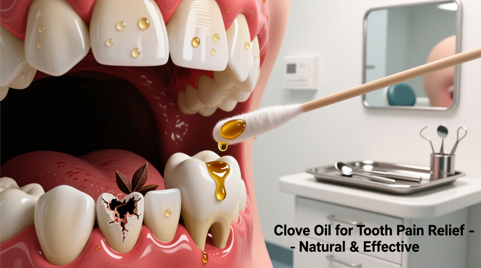 Clove oil application for tooth pain relief