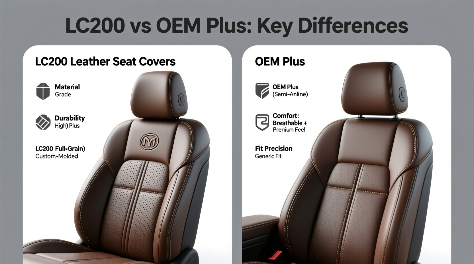 LC200 Leather Seat Covers vs OEM Plus: Key Differences