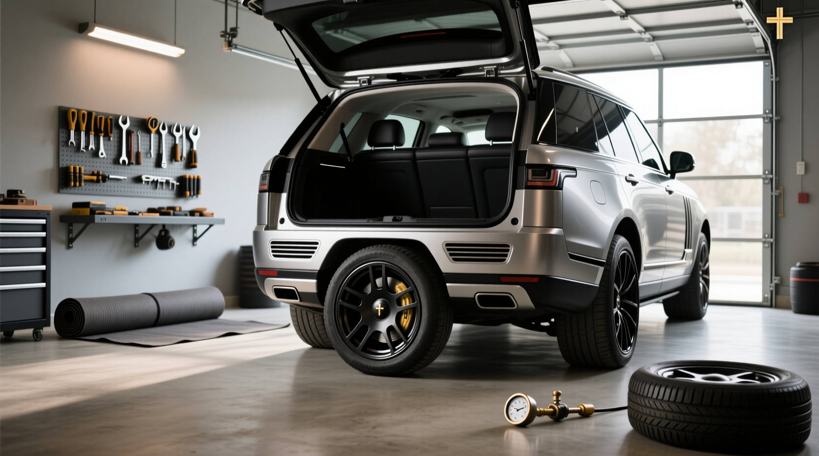 12 inch spare tire subwoofer deep bass, minimal space