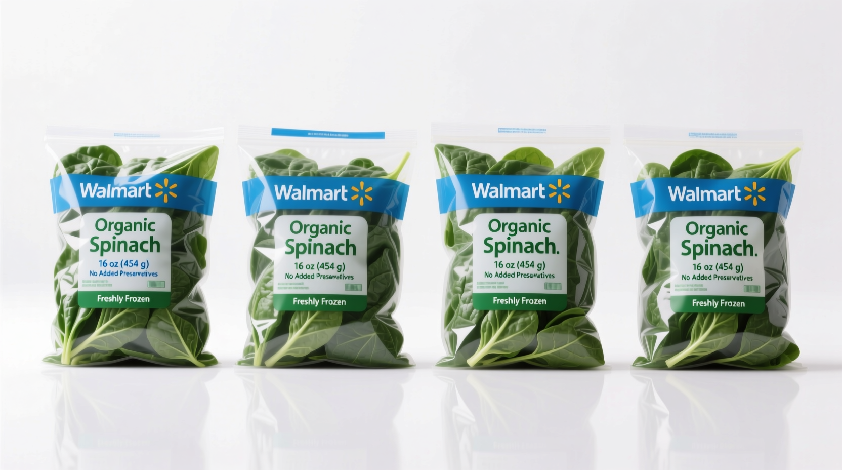 Walmart frozen spinach bags side by side comparison