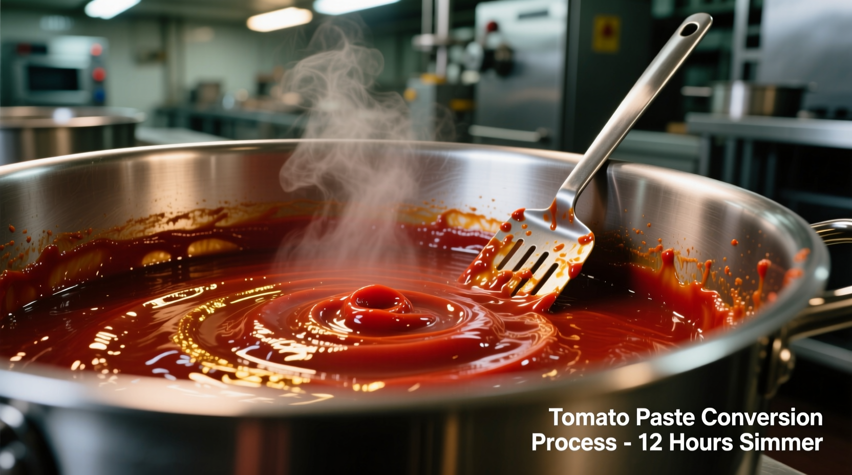 Tomato paste conversion process in stainless steel pot