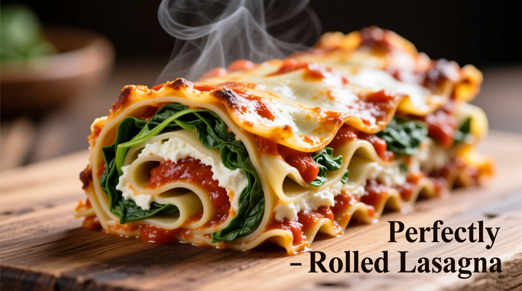 Perfectly rolled lasagna with spinach filling