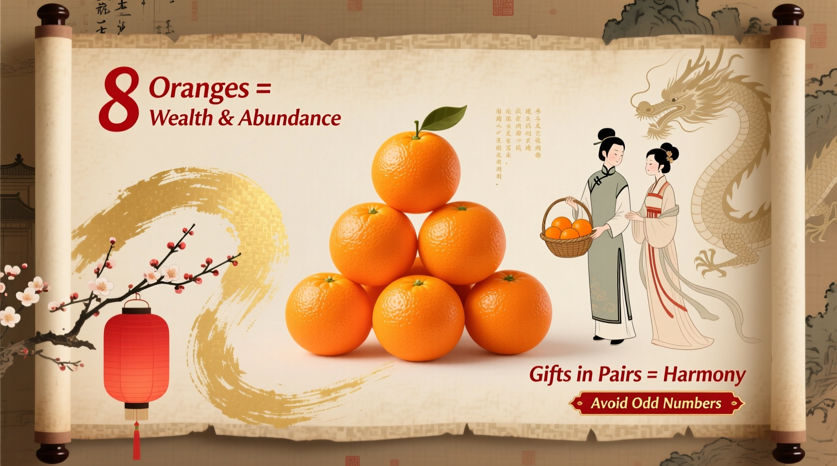 how many oranges do you give for chinese new year