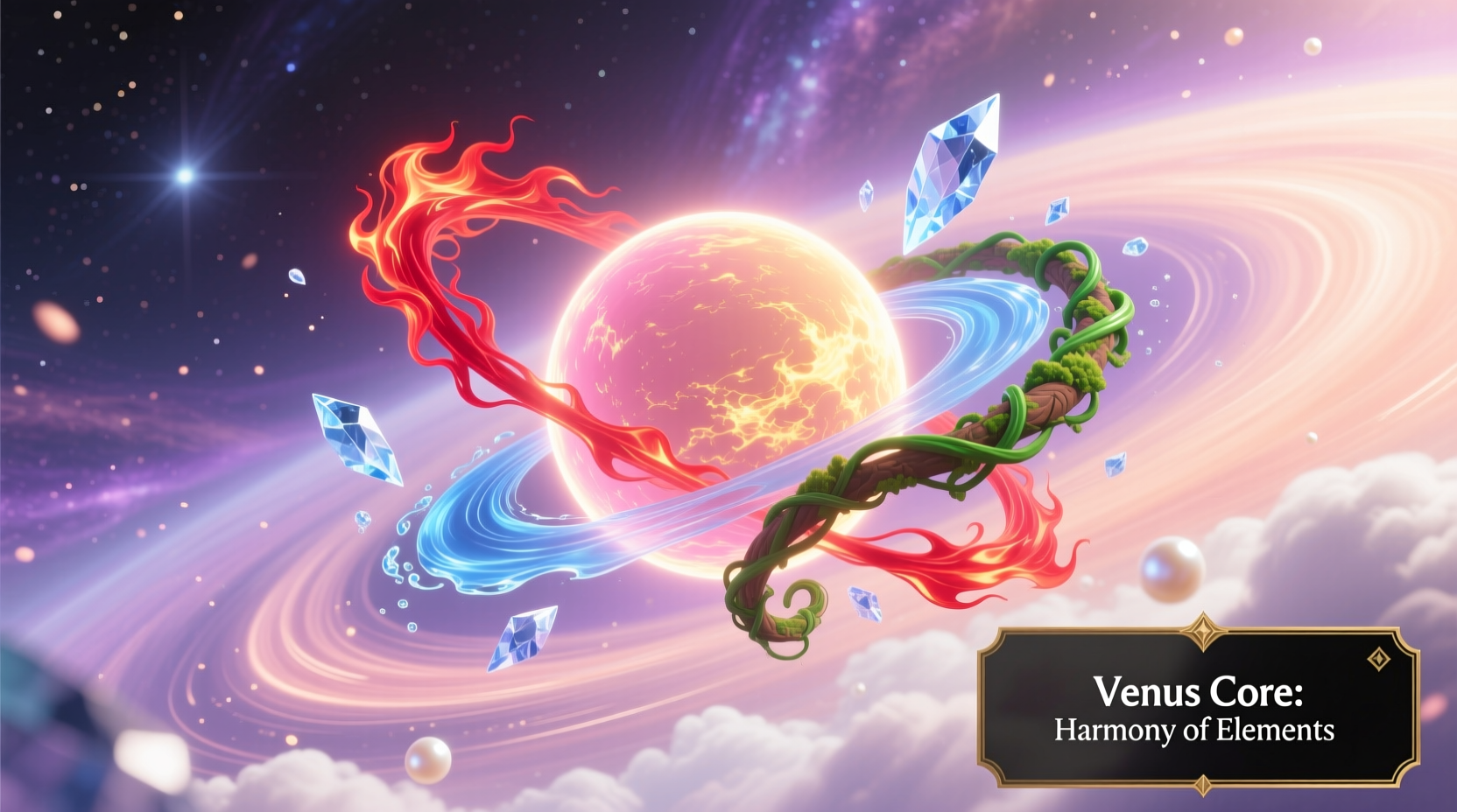 In-game screenshot showing Venus element with surrounding combinations