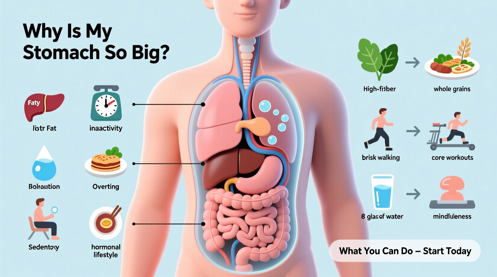 why is my gut so big causes of a large stomach what to do