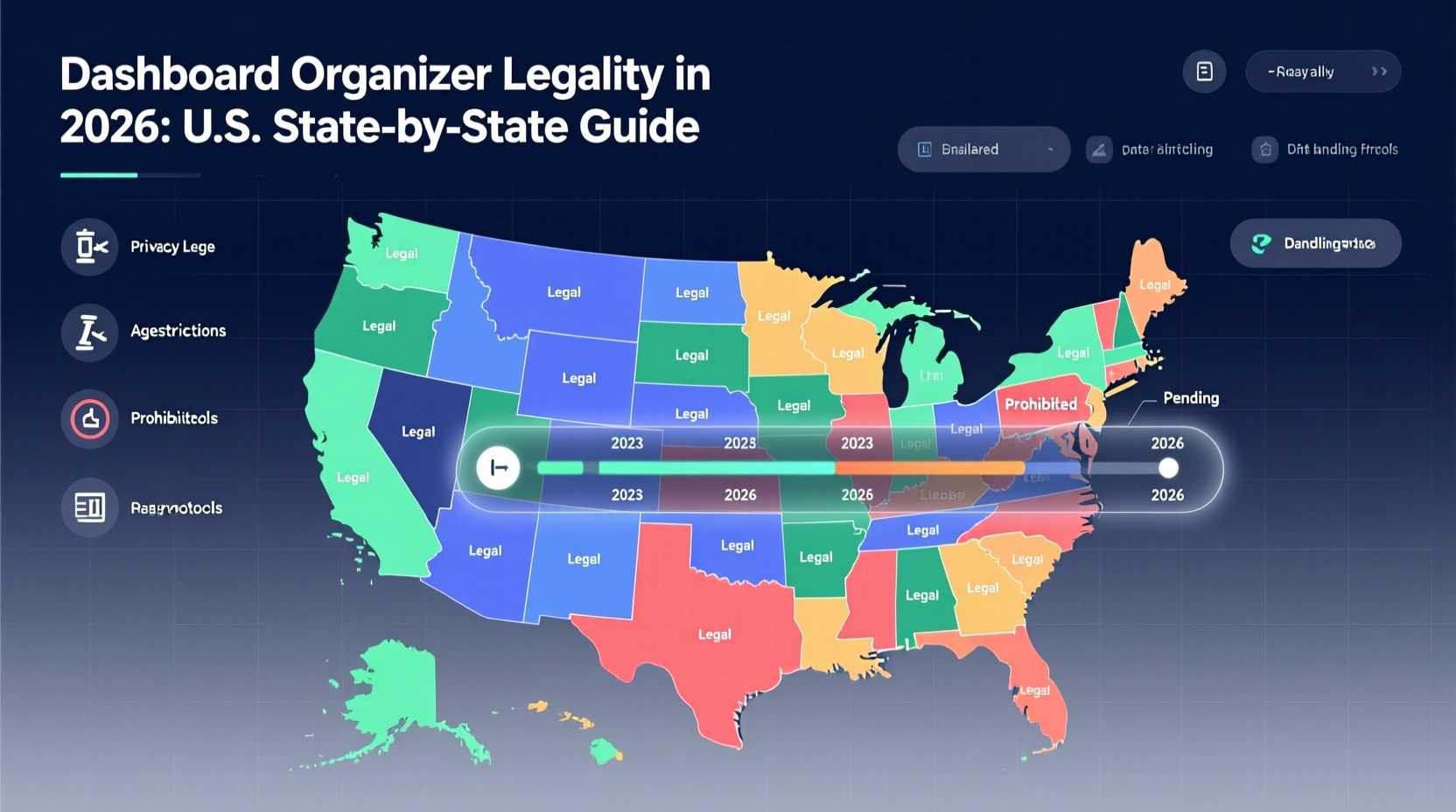 dashboard organizer legality 2026