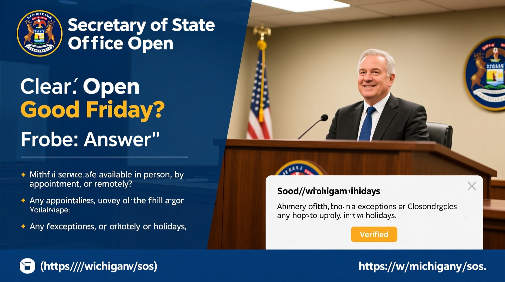is the michigan secretary of state open on good friday