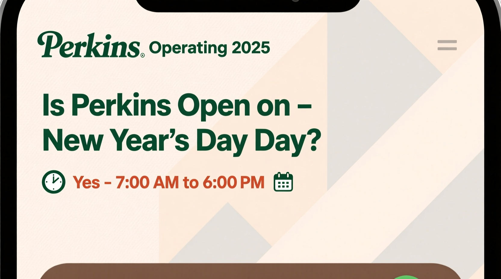 is perkins open on new years day
