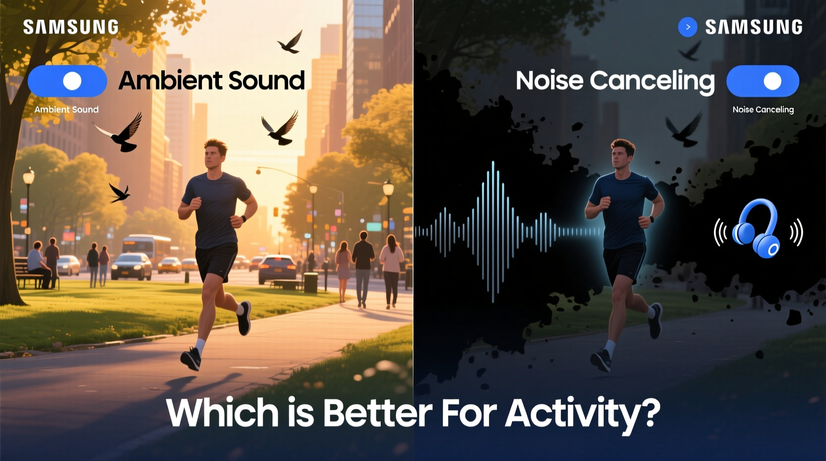 ambient sound vs noise cancelling on samsung buds which setting is actually better for activity