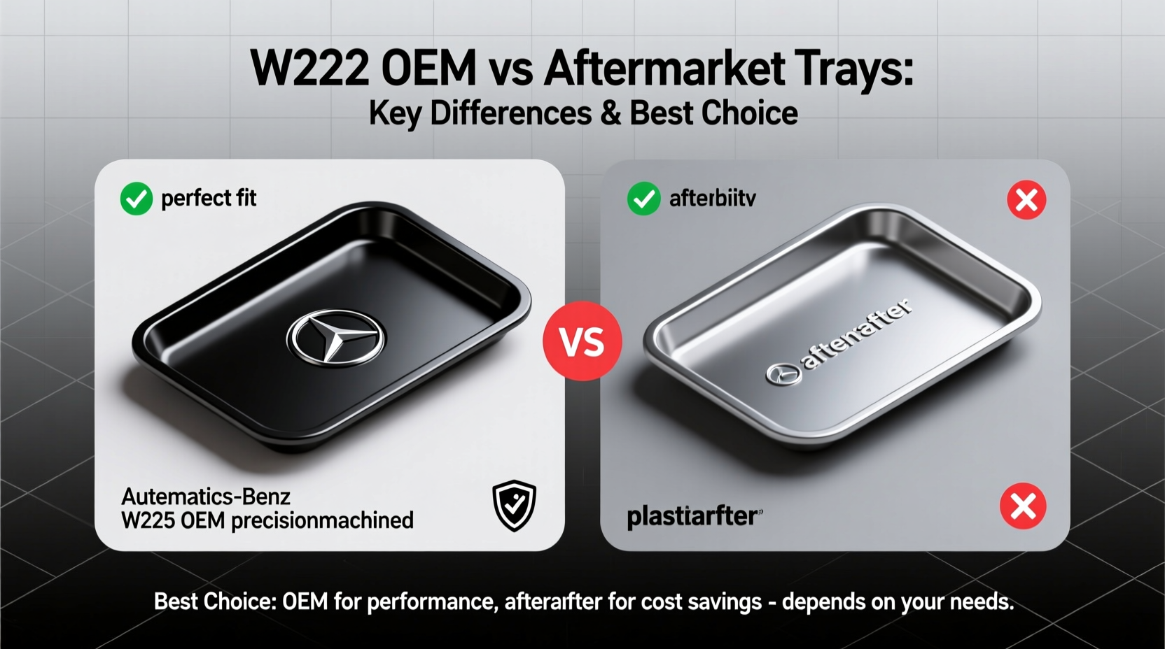 w222 oem vs aftermarket tray