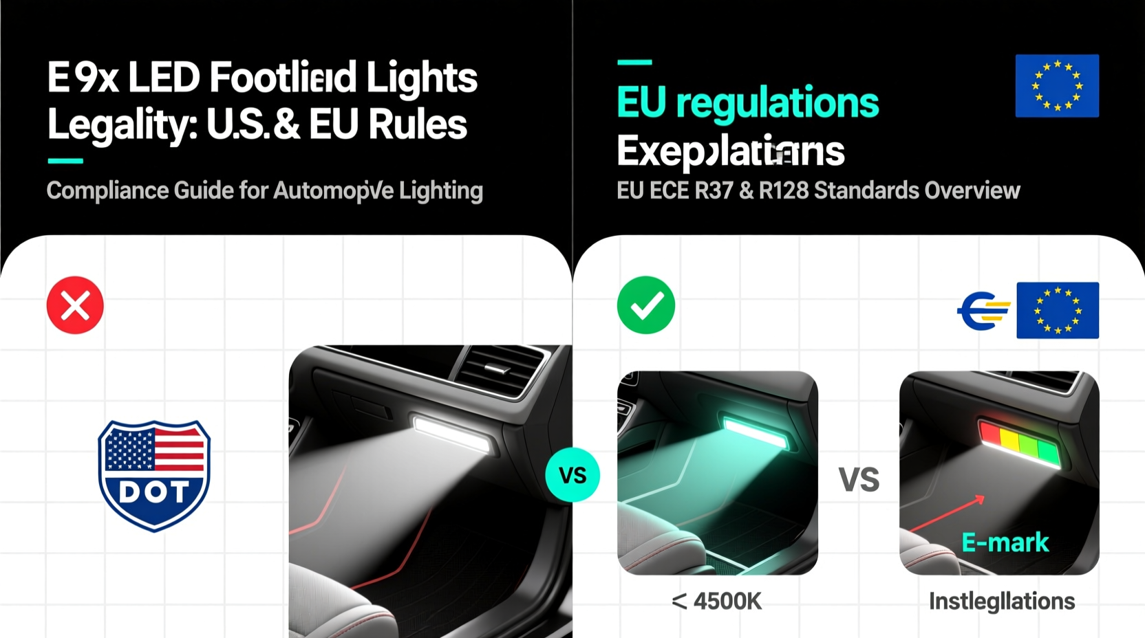 e9x led footwell lights legality