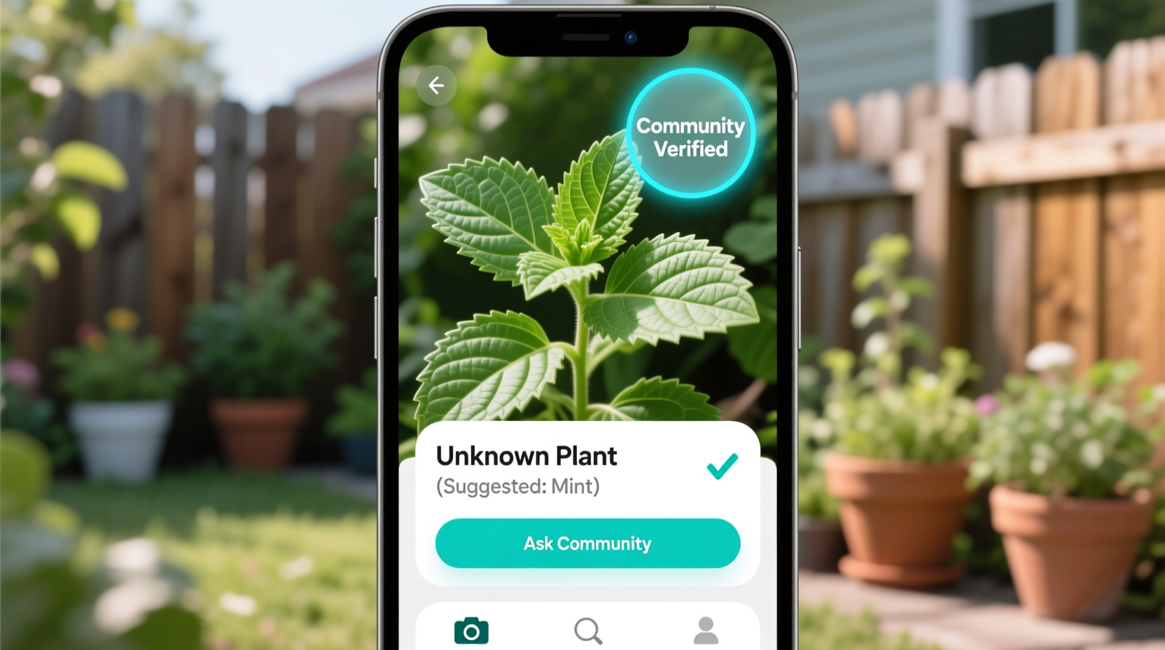 Seek app interface showing plant identification with community verification badges