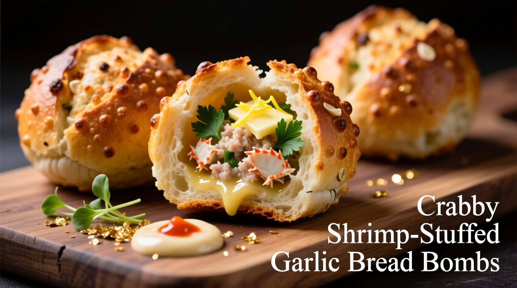 crabby shrimp stuffed garlic bread bombs