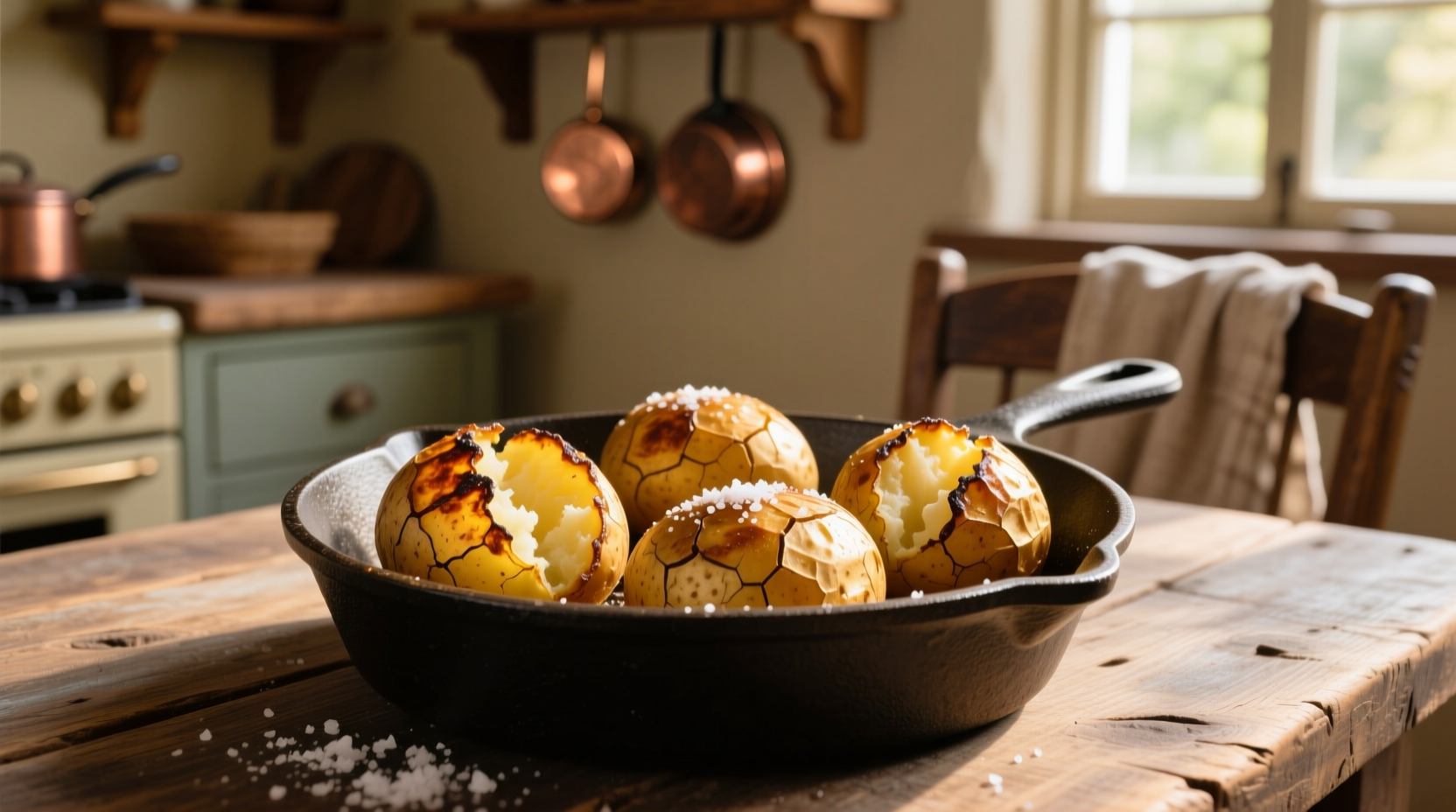 Golden roasted potatoes with crispy edges