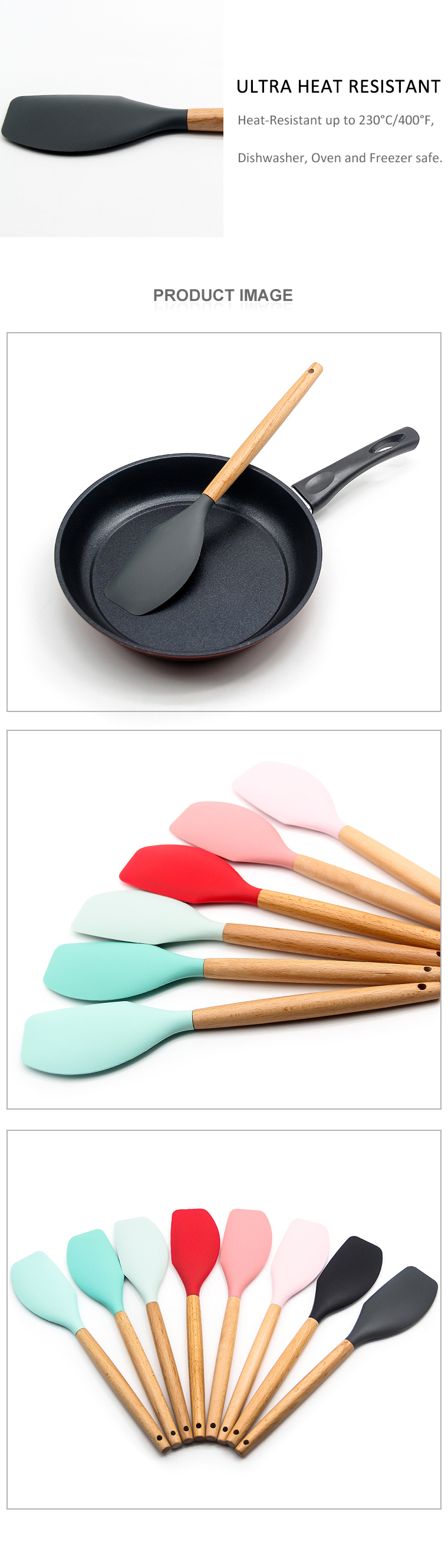 Silicone Spatula Non-Stick Rubber Spatula Heat Resistant Baking Butter Cake Spatulas Kitchen Scrapers Baking Mixing Tools