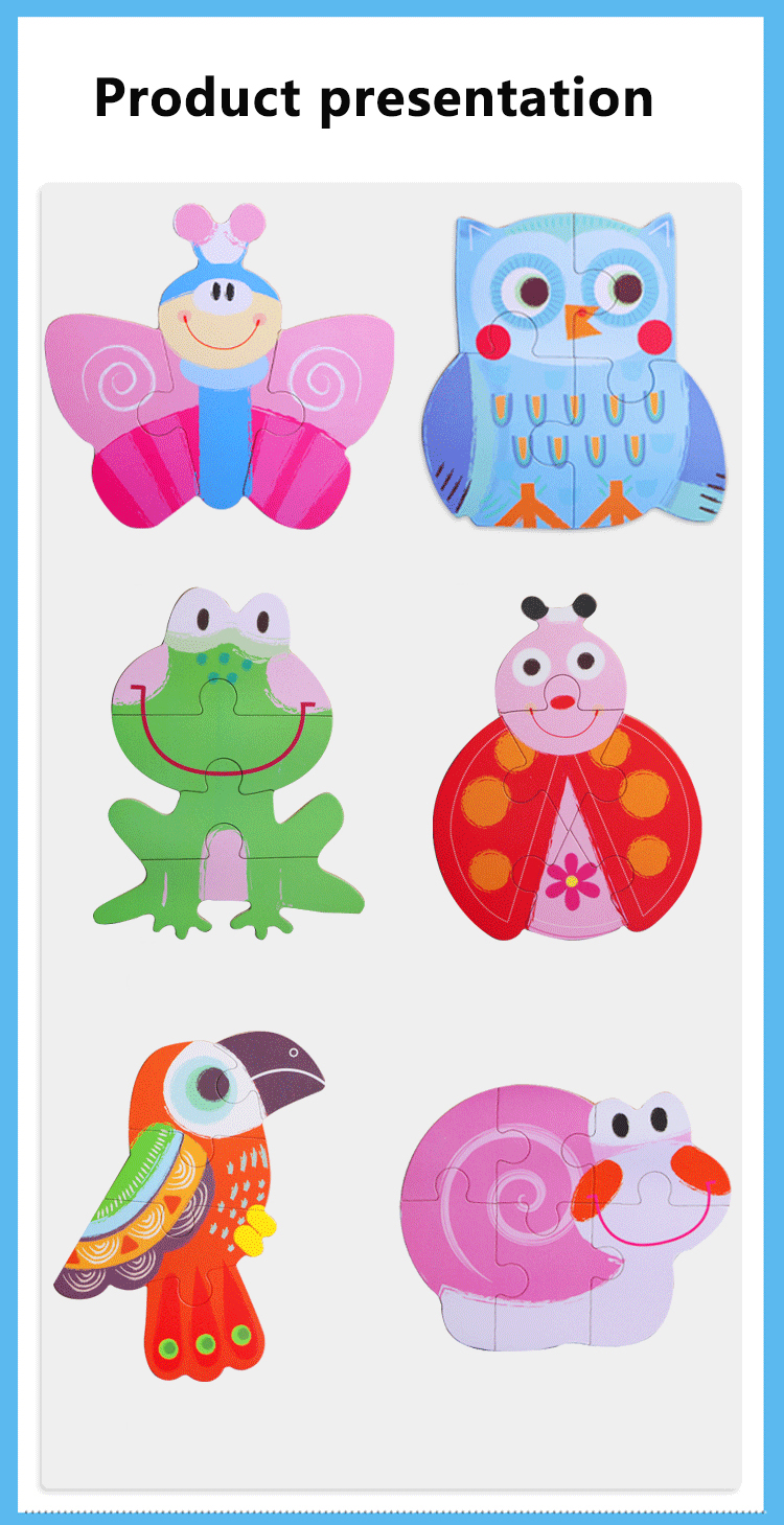 Wholesale Montessori Colorful Wooden Animal Jigsaw Puzzles Set Toys Hot Sale Toddler Early Learning Boys Girls Toys