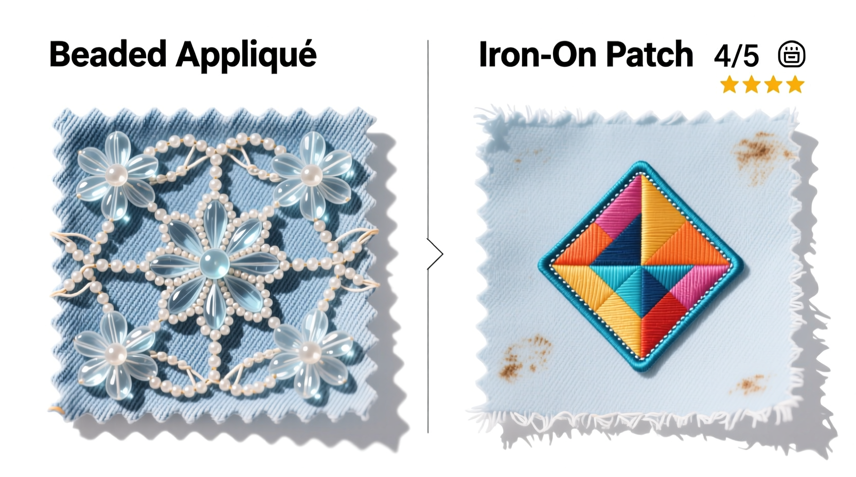 beaded applique vs iron on patches which lasts longer on my clothes