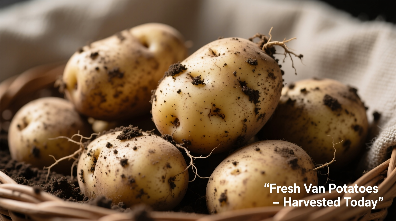Fresh Van potatoes with soil still visible on skin