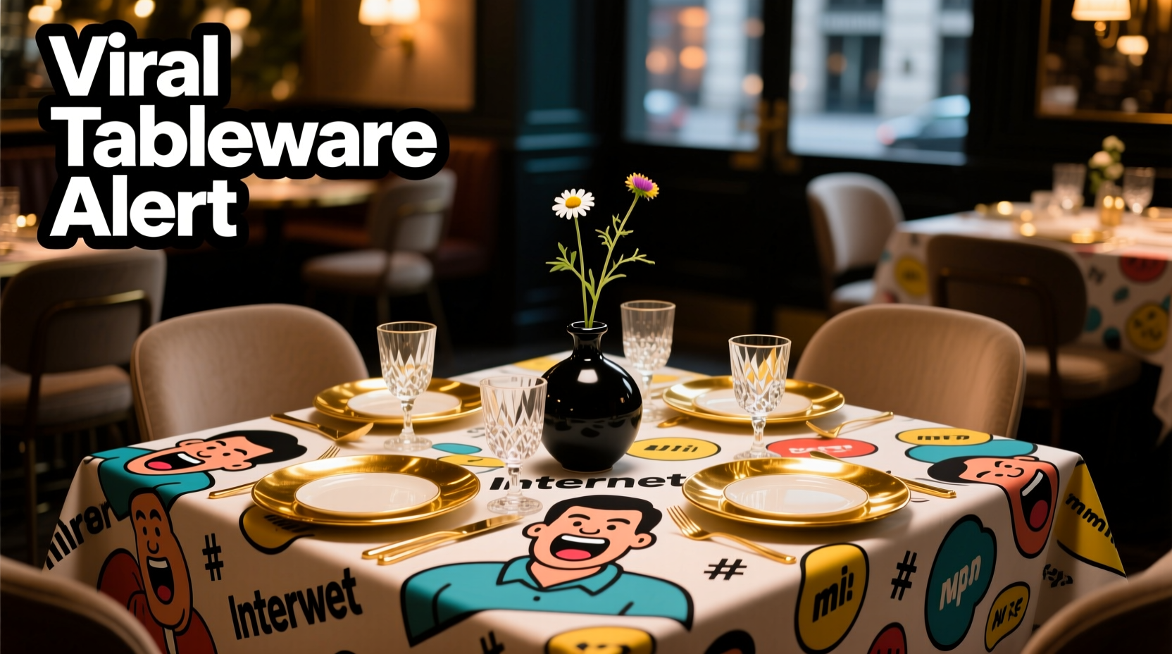 creative ways to style a restaurant table using an internet celebrity tablecloth for maximum impact