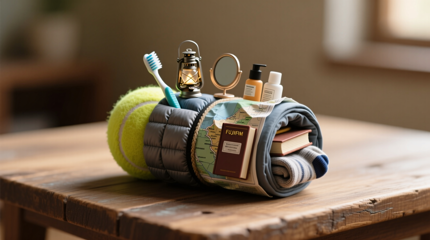 pack everything you need for one night into a tiny roll