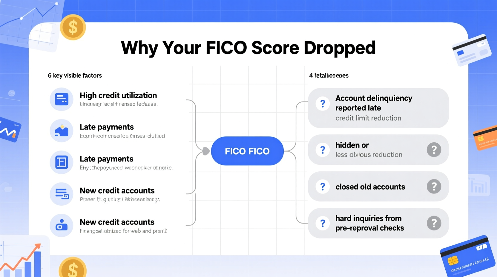 why did my fico score drop common causes hidden factors